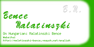 bence malatinszki business card